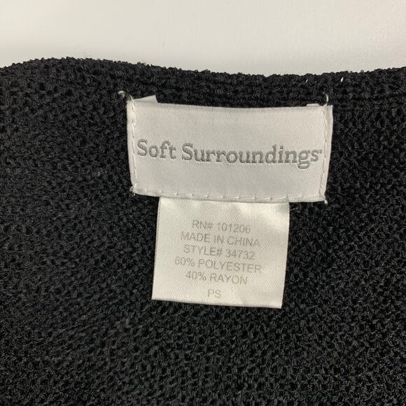 Soft Surroundings Fringe Sweater Black Knit Overlay Split Sleeve Womens S Petite - Picture 8 of 8